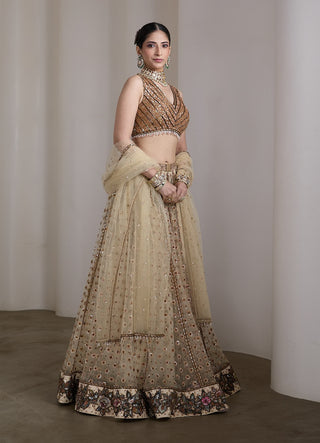Ivory gold sequin embroidered lehenga set