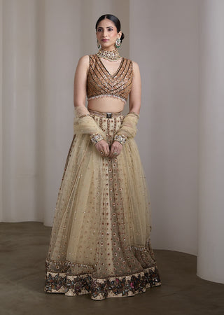 Ivory gold sequin embroidered lehenga set