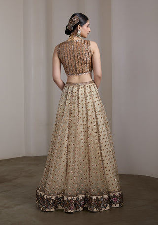 Ivory gold sequin embroidered lehenga set