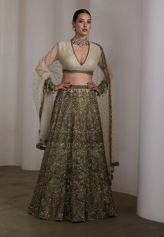 Multicolour patchwork lehenga set