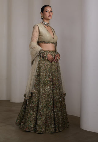 Multicolour patchwork lehenga set