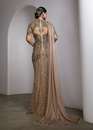 Nude Embroidered Signature Gown
