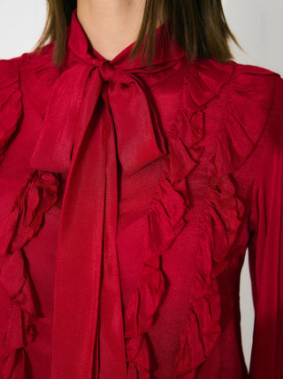 Red plain frill top and skirt