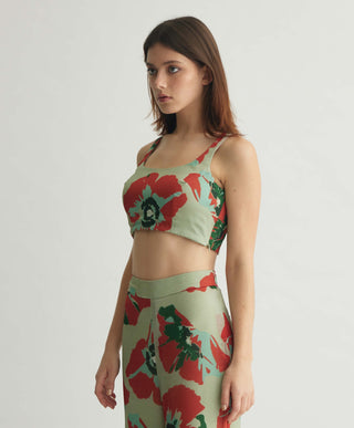 Mint and red floral pant and cape set