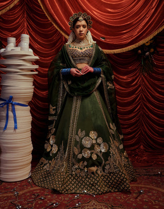 Saajhedaari Seaweed Green Lehenga Set by Payal And Zinal available on Indiaspopup.com