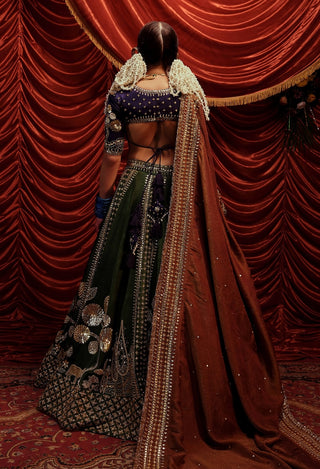 Vadhu Seaweed Green Lehenga Set by Payal And Zinal available on Indiaspopup.com