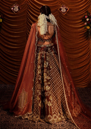 Taj Tawny Brown Lehenga Set by Payal And Zinal available on Indiaspopup.com