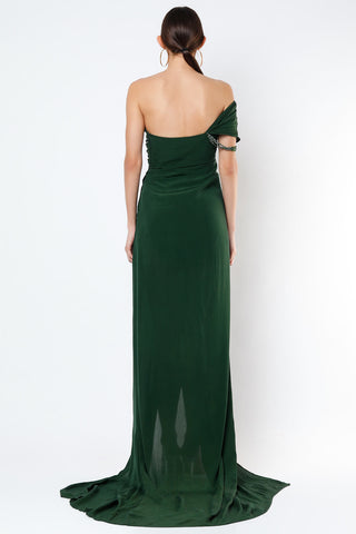 Deme By Gabriella-Emerald Green Beaded Gown-INDIASPOPUP.COM