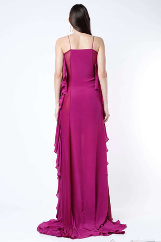 Deme By Gabriella-Magenta Fitted Gown-INDIASPOPUP.COM