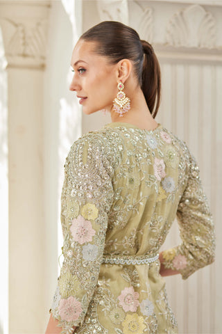 Osaa By Adarsh-Mist Green Embroidered Lehenga Jacket Set-INDIASPOPUP.COM