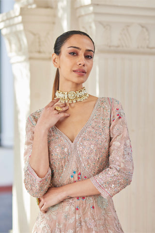 Osaa By Adarsh-Dusty Rose Embroidered Gown-INDIASPOPUP.COM