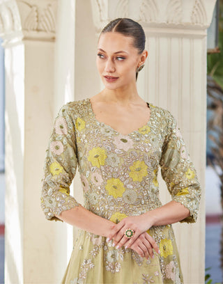 Osaa By Adarsh-Mist Green Embroidered Gown-INDIASPOPUP.COM