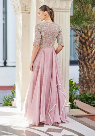 Osaa By Adarsh-Lavender Organza Embroidered Gown-INDIASPOPUP.COM