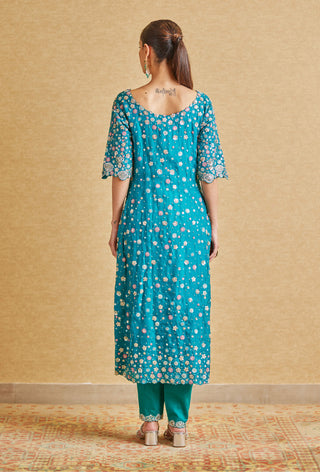 Osaa By Adarsh-Pine Green Embroidered Straight Suit-INDIASPOPUP.COM