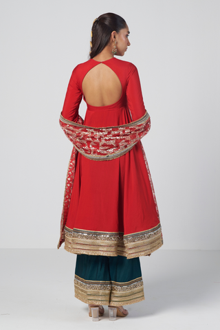 Ellinor red anarkali set
