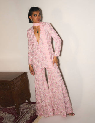 Giselle Pretty Pink Jacket And Sharara Set by Mani Bhatia available on Indiaspopup.com