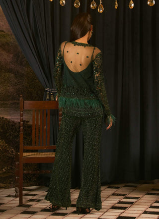 Percy emerald green jacket and sharara set