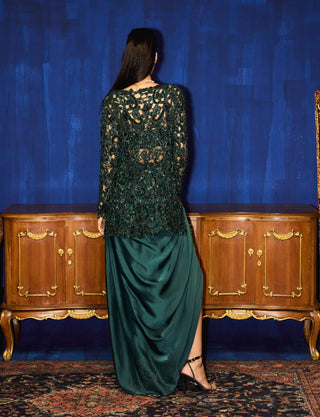 Gaby dark emerald green jacket and skirt set