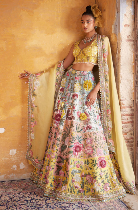 Circular Tarang Patchwork Lehenga Set