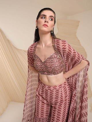 Divya Aggarwal-Mauve Aubree Printed Sharara And Cape Set-INDIASPOPUP.COM