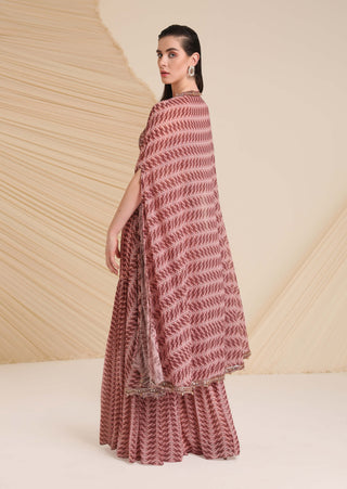 Divya Aggarwal-Mauve Aubree Printed Sharara And Cape Set-INDIASPOPUP.COM