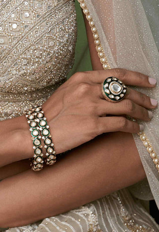 Aadhvi green polki bangles