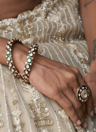 Aadhvi green polki bangles