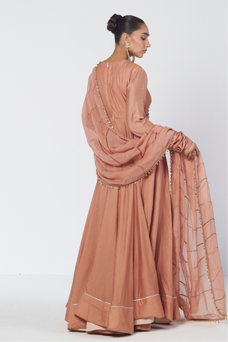 Biscoff peach anarkali set