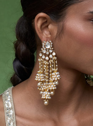 Chahak gold plated polki statement earring
