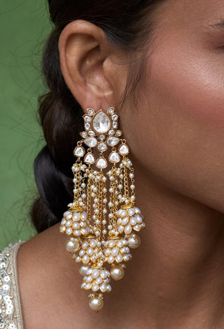 Chahak gold plated polki statement earring