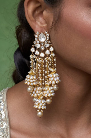 Chahak gold plated polki statement earring