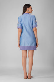 Devyani Mehrotra-Blue Zipper Shift Dress-INDIASPOPUP.COM