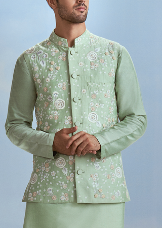 Nachiket Barve Men-Mint Mehtab Bagh Jaal Bundi Set-INDIASPOPUP.COM