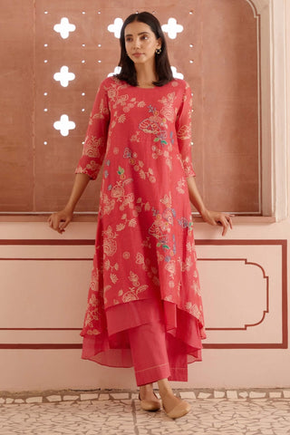 Rosewood Floral Kurta And Pants by Vaayu, available on Indiaspopup.com