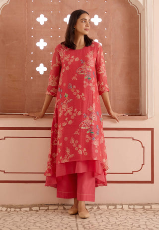 Rosewood Floral Kurta And Pants by Vaayu, available on Indiaspopup.com