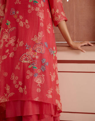 Rosewood Floral Kurta And Pants by Vaayu, available on Indiaspopup.com