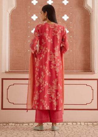 Rosewood Floral Kurta Set by Vaayu, available on Indiaspopup.com