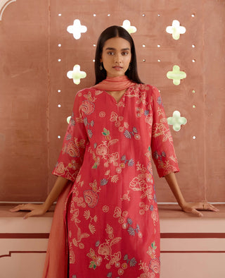 Rosewood Floral Kurta Set by Vaayu, available on Indiaspopup.com