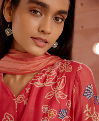 Rosewood Floral Kurta Set by Vaayu, available on Indiaspopup.com