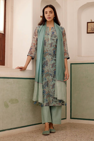 Sage Printed Kurta Set by Vaayu available on Indiaspopup