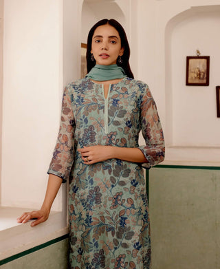 Sage Printed Kurta Set by Vaayu available on Indiaspopup