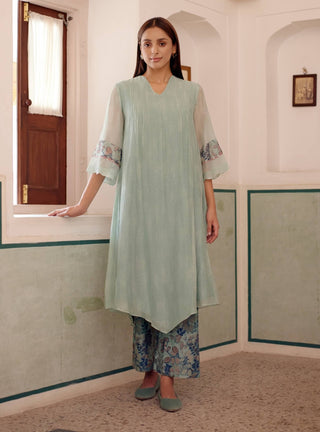 Sage Pintuck Tunic And Pants by Vaayu available on Indiaspopup