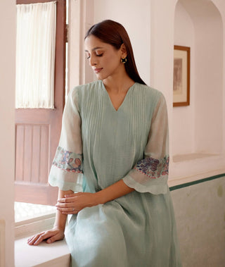 Sage Pintuck Tunic And Pants by Vaayu available on Indiaspopup