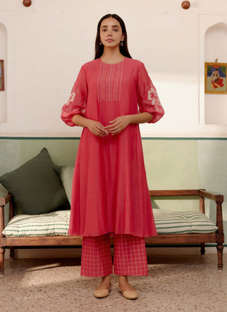 Rosewood Cotton Kurta And Pants by Vaayu, available on Indiaspopup.com