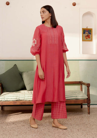 Rosewood Cotton Kurta And Pants by Vaayu, available on Indiaspopup.com