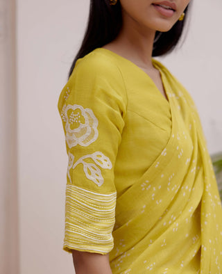 Citrine printed sari and blouse