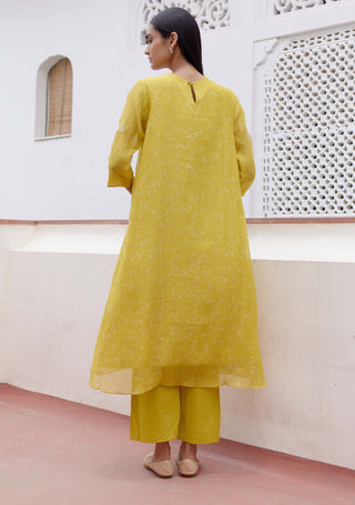 Citrine Floral Kurta And Pants by Vaayu, available on Indiaspopup.com