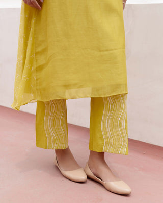 Citrine Floral Kurta And Pants by Vaayu, available on Indiaspopup.com