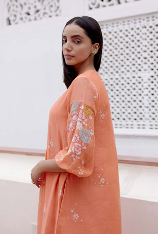 Tangerine Embroidered Dress by Vaayu, available on Indiaspopup.com