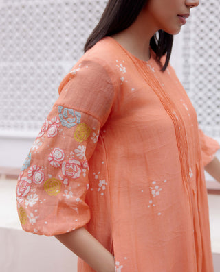 Tangerine Embroidered Dress by Vaayu, available on Indiaspopup.com